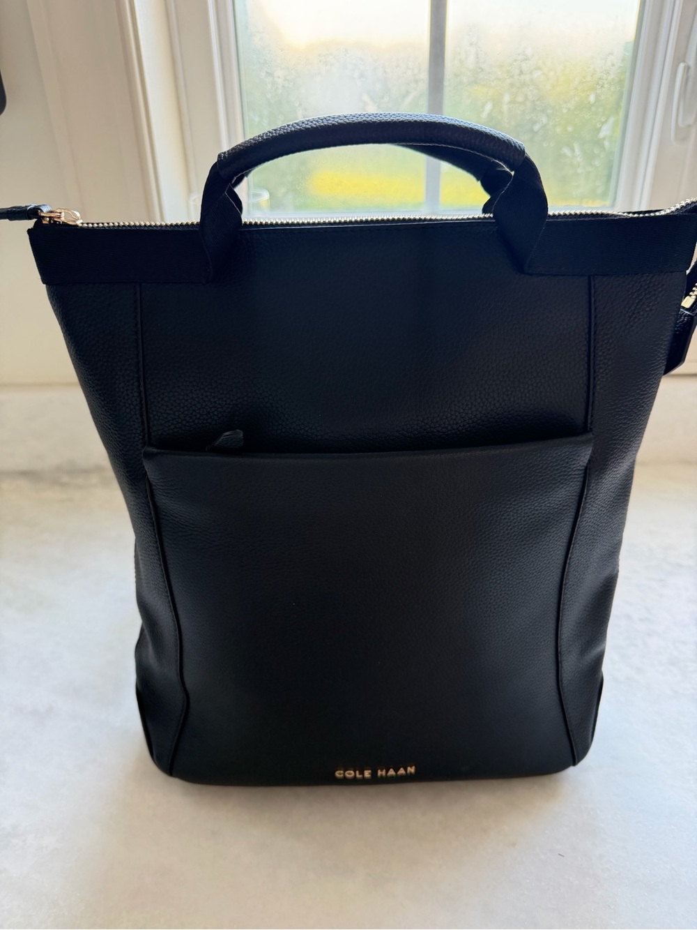 Cole Haan Grand Ambition Black Pebbled Leather Convertible Backpack